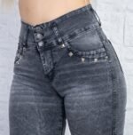 Curva 505ct SKINNY DENIM GRIS 3 BOTONES TACHAS - Imagen 2