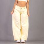 118 BAGGY AMARILLO PASTEL CON RECOTES EN CINTURA