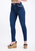 201CAD: SKINNY AZUL CON DETALLES DE CADENAS - Imagen 2
