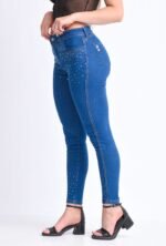 201BR: SKINNY AZUL CON DETALLES DE STRASS - Imagen 4