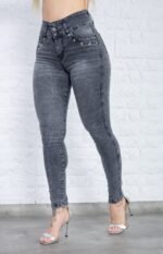 Curva 505ct SKINNY DENIM GRIS 3 BOTONES TACHAS - Imagen 4