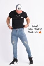 Curva A6: SKINNY DENIM CLARO DESGASTADO - Imagen 2