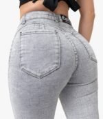 200Br WIDE LEG DENIM GRIS CLARO BRILLOS - Imagen 5