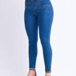 201BR: SKINNY AZUL CON DETALLES DE STRASS