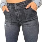 221N: SKINNY DENIM NEGRO LAVADO CON BOLSILLOS