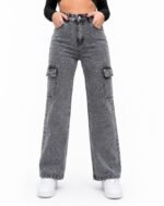 706Gr cargo WIDE LEG DENIM GRIS CARGO BRILLOS - Imagen 2