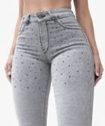 200Br WIDE LEG DENIM GRIS CLARO BRILLOS - Imagen 4