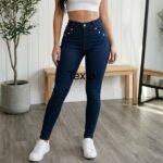 156CT SKINNY DENIM AZUL CON TACHAS DEL