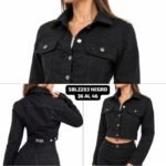 Curva SBL2283NEGRO CAMPERA NEGRA CON BRILLOS OSCUROS
