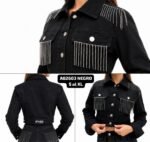 AB2603NEGRO CAMPERA NEGRA CADENAS