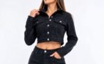 Curva SBL2283NEGRO CAMPERA NEGRA CON BRILLOS OSCUROS - Imagen 4