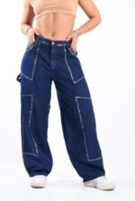 131 BAGGY DENIM BLUE RECORTE GRIS - Imagen 2