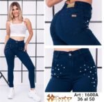 CURVA ART. 1600A SKINNY DENIM CON PERLAS - Imagen 2