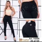 CURVA ART. 1600N SKINNY DENIM NEGRO CON PERLAS