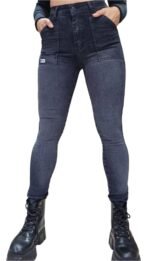 221N: SKINNY DENIM NEGRO LAVADO CON BOLSILLOS - Imagen 3