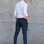 900A: CORTE CHINO DE GABARDINA AZUL