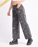 138 WIDE LEG DENIM NEGRO GRIS LASER FIGURAS - Imagen 3