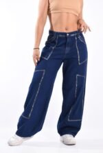 131 BAGGY DENIM BLUE RECORTE GRIS