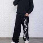 B244 WIDE LEG RIGIDO NEGRO ESTAMPADO