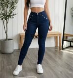 156CT SKINNY DENIM AZUL CON TACHAS DEL