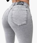 200Br WIDE LEG DENIM GRIS CLARO BRILLOS - Imagen 3